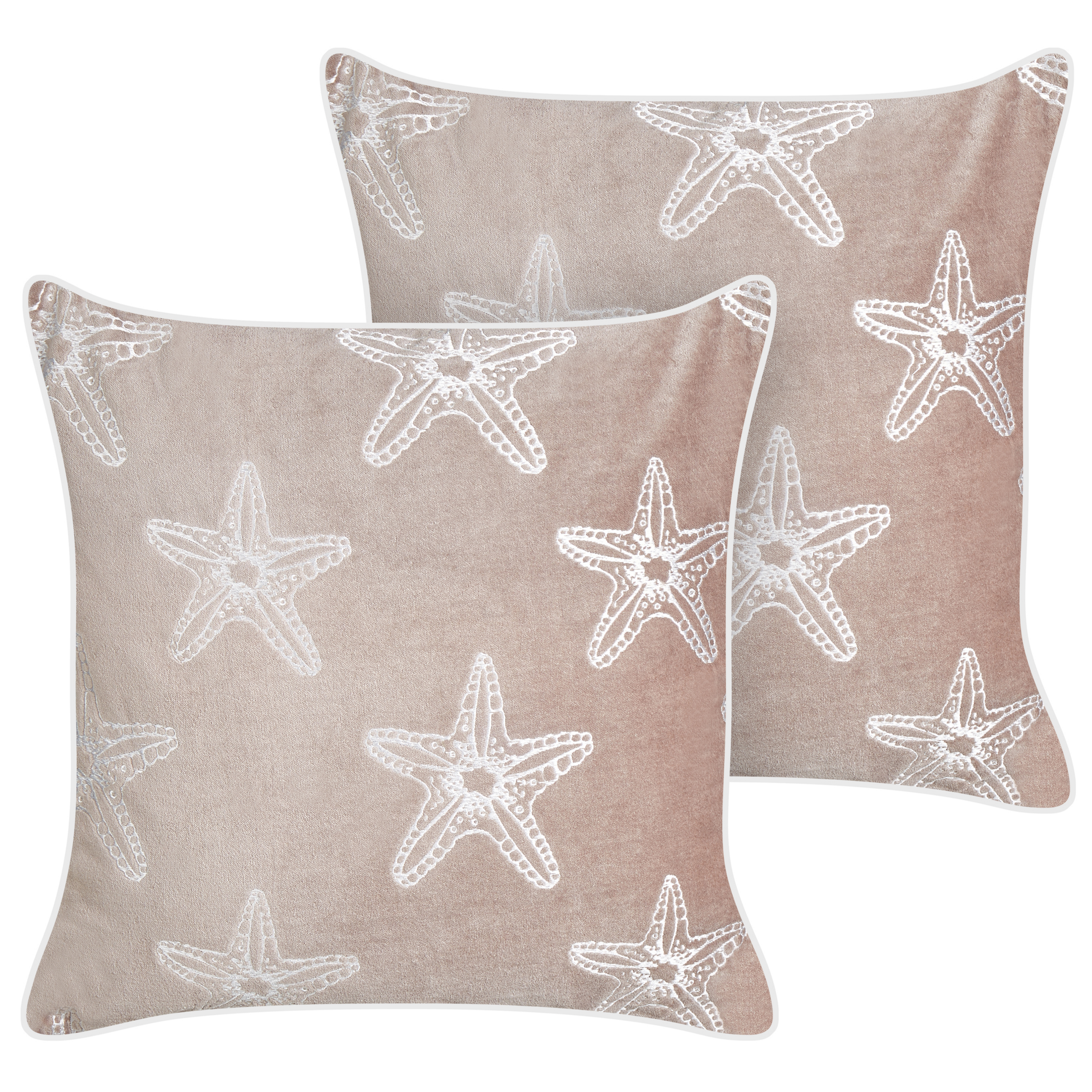 Set med 2 prydnadskuddar CERAMIUM 45 x 45 cm Sammet Pastellrosa Blommigt tryck
