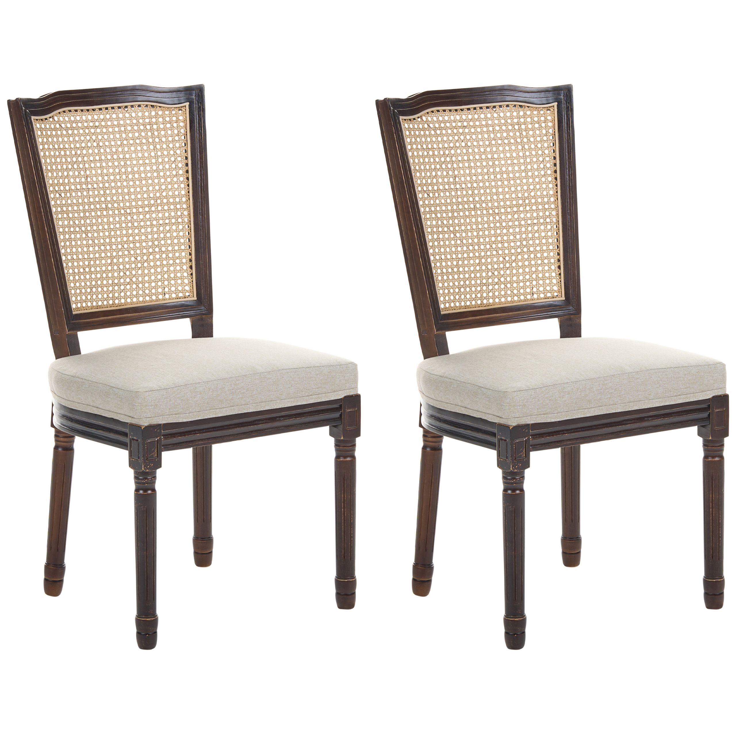 Set med 2 stolar BONANZA Trä Mörkbrun/ Beige