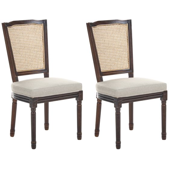 Set med 2 stolar BONANZA Trä Mörkbrun/ Beige
