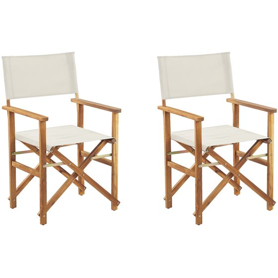 Set med 2 trädgårdsstolar CINE Akaciaträ Off-White