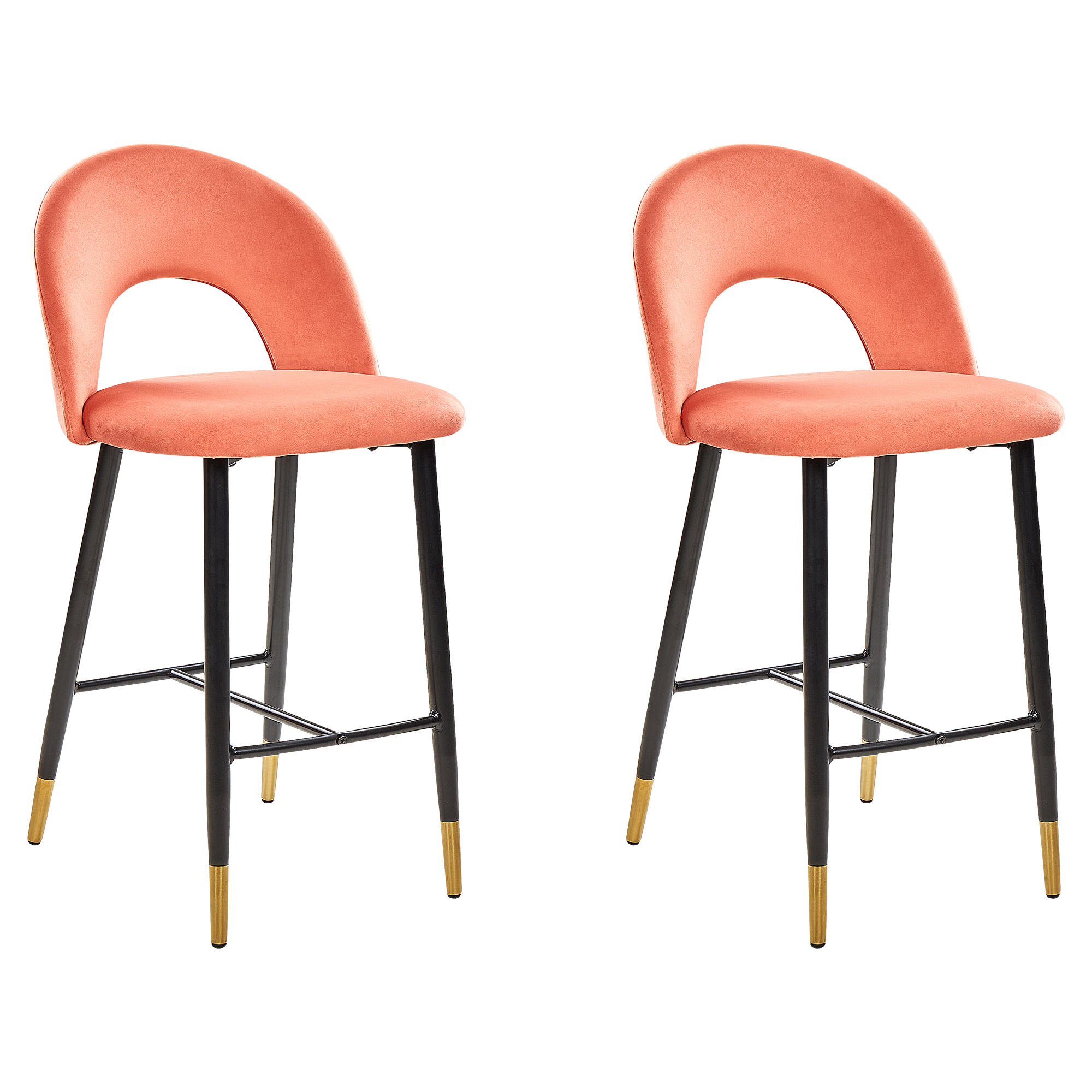 Set med 2 barstolar FALTON Sammet Korall