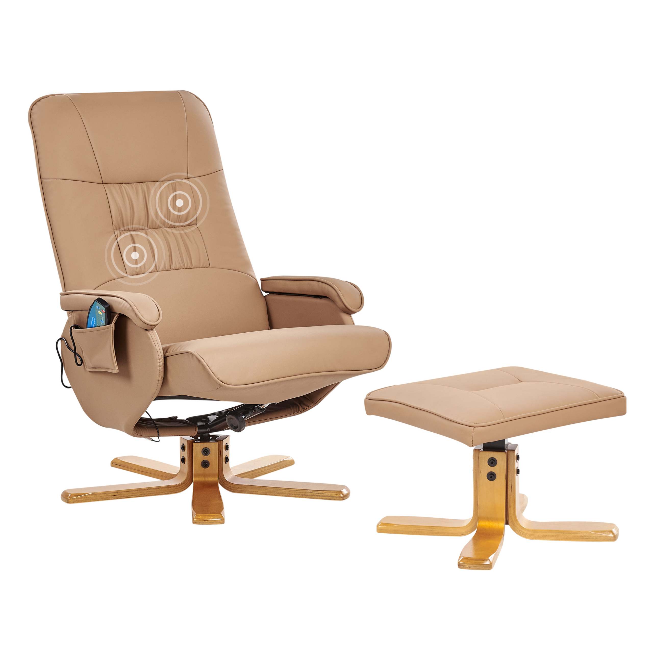 Massagestol RELAXPRO med fotpall Konstläder Ljusbrun