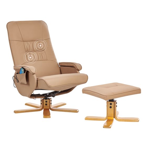 Massagestol RELAXPRO med fotpall Konstläder Ljusbrun
