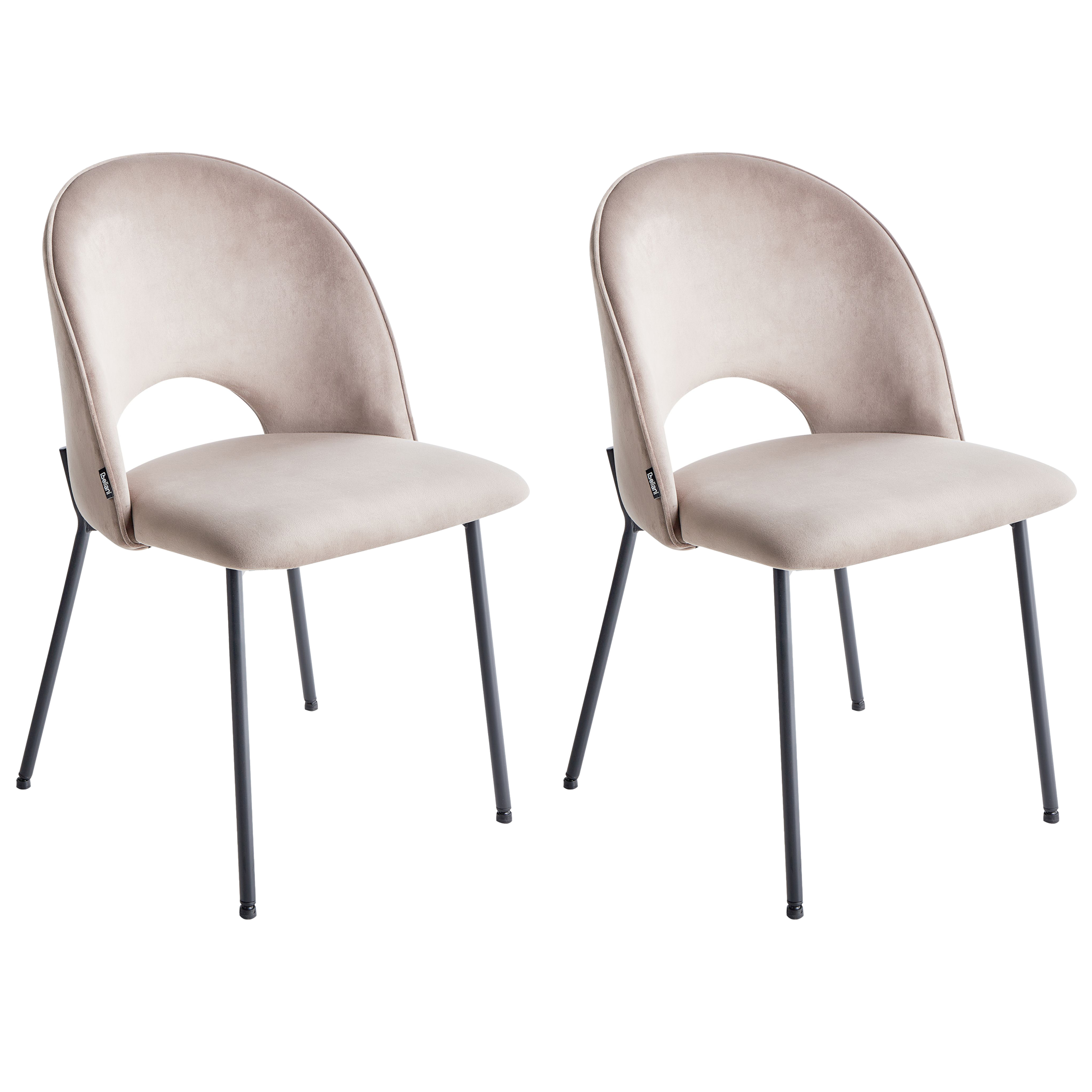 Set med 2 matstolar COVELO Sammet Taupe