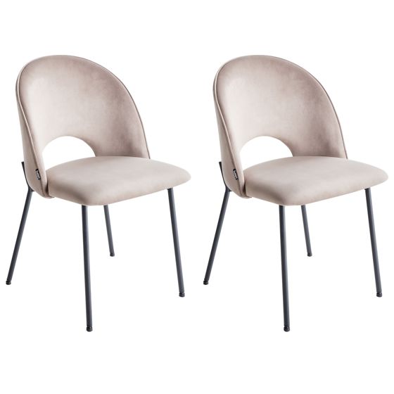 Set med 2 matstolar COVELO Sammet Taupe