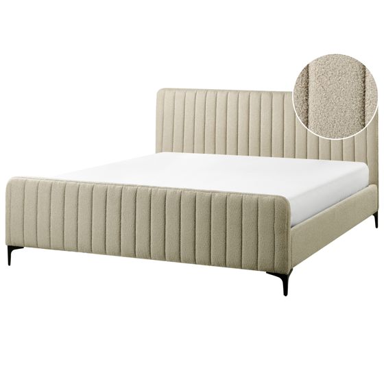 Säng med lamellram Bouclé LUNAN 180 x 200 cm Beige