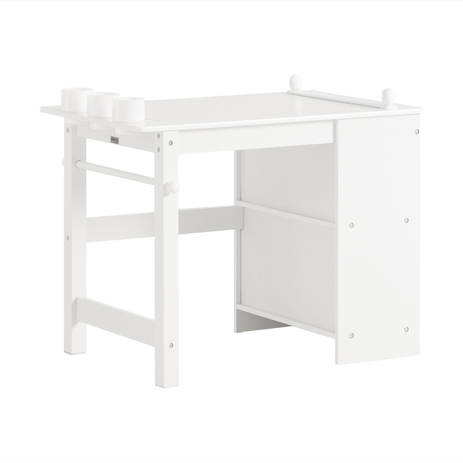 SoBuy Barnbord och Stolsset Barnstudiebord och Stolsset med 2 Förvaringshyllor och Pappersrullhållare Barnbord för Ritning, Konst och Hantverk Vit 80x54x65,5cm KMB60-W