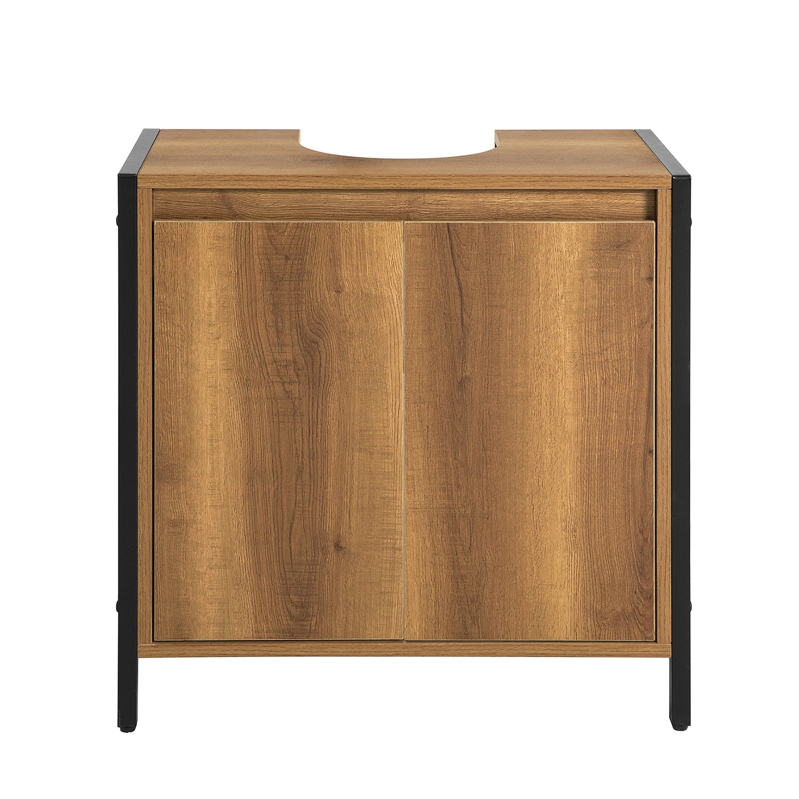 SoBuy Underskåp för Badrum Smal Badrumsförvaringsenhet med 2 Dörrar och Hylla, Fristående Handfatskåp för Små Badrum och Gästtoaletter 60x60x30 cm BZR63-II-PF