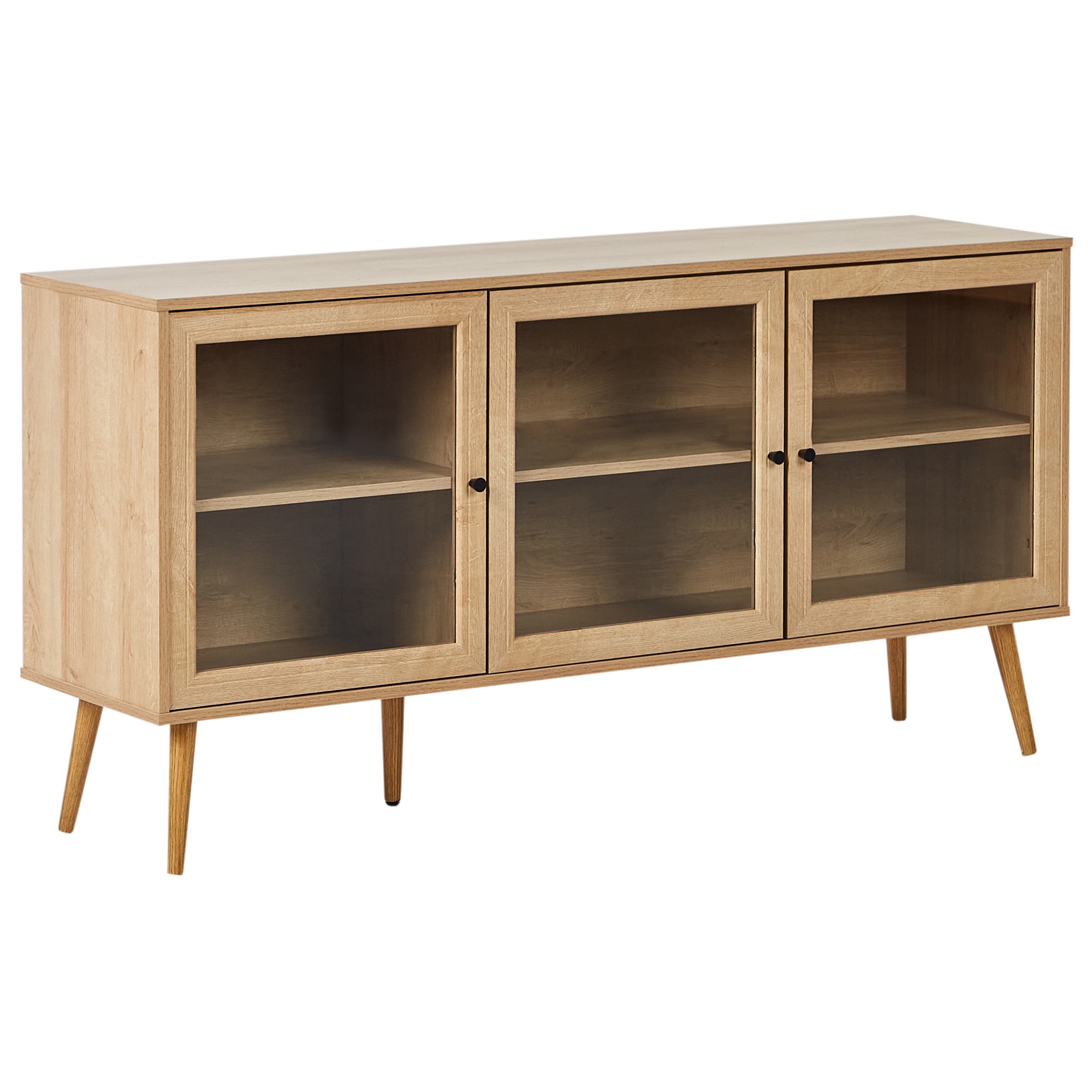 Vitrinskänk i glas ALBANY 150 cm Ljusbrun