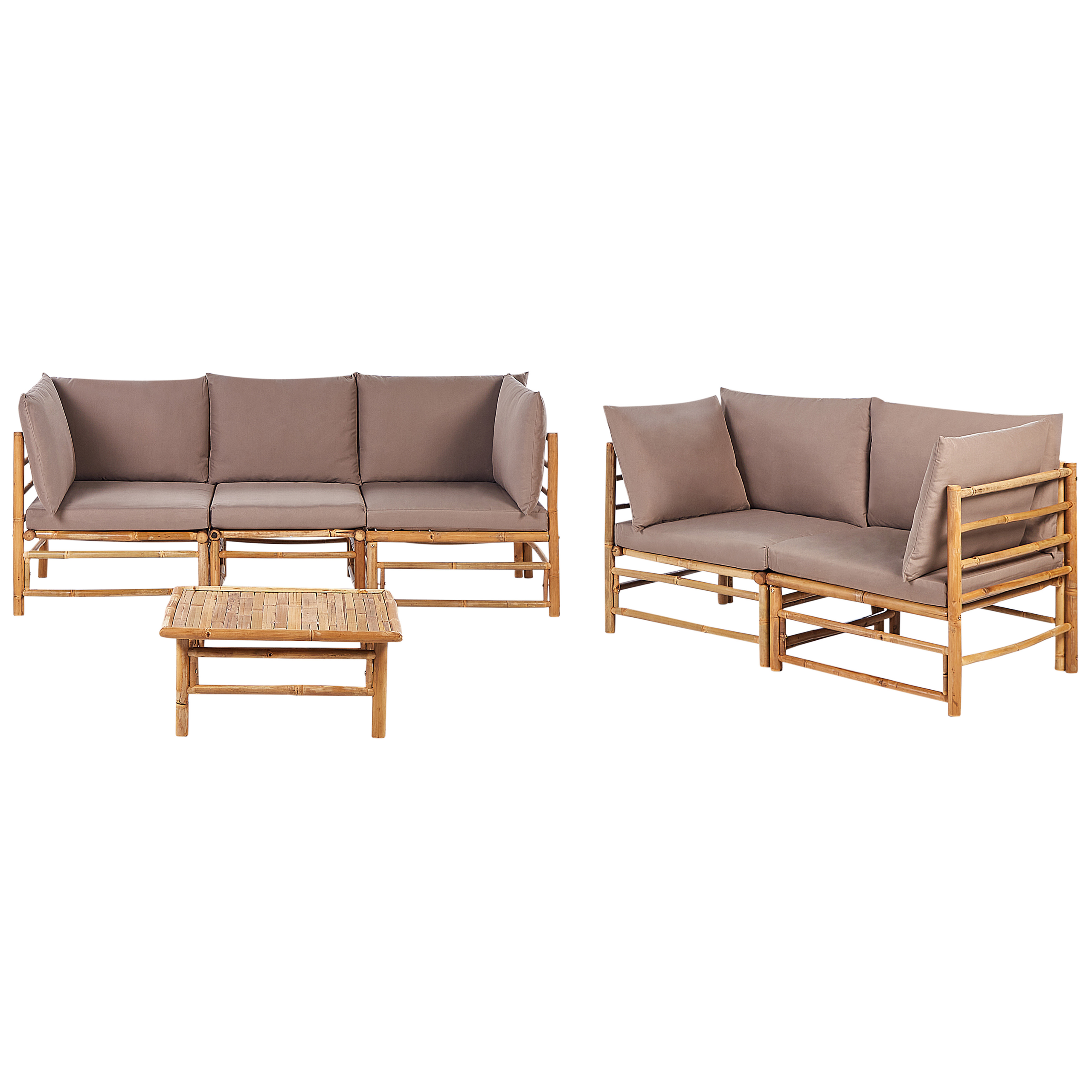 Trädgårdssoffgrupp med bord 5-sits CERRETO Bambu Taupe