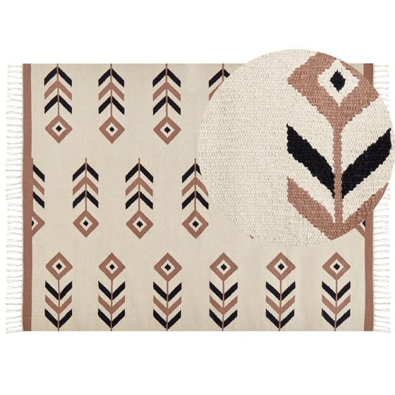 Matta NIAVAN Beige 160 x 230 cm Kelim Bomull
