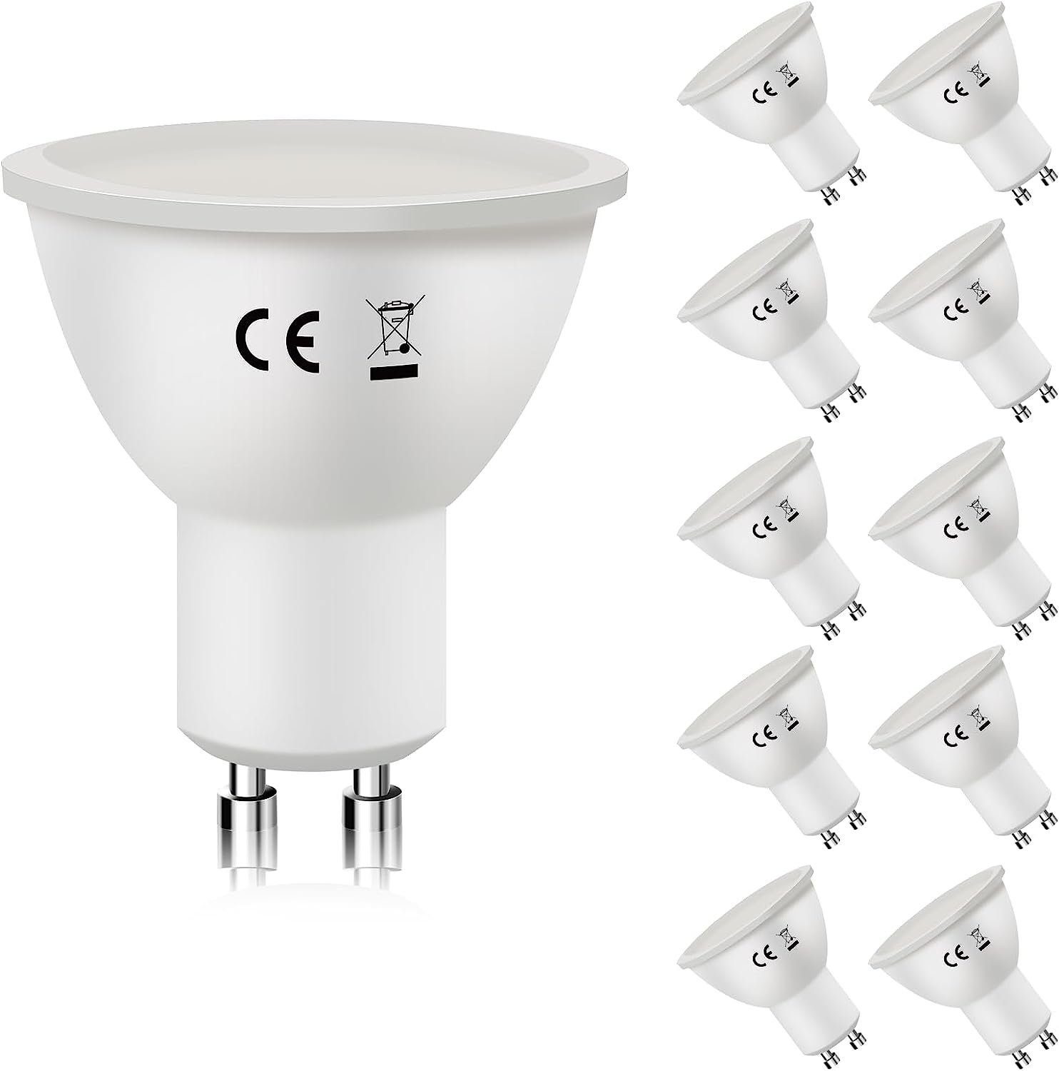 NETTLIFE 10-pack GU10 LED-lampor Varmvit 3000K 6W ersätter 60W glödlampor Energibesparande strålvinkel 110° lampa