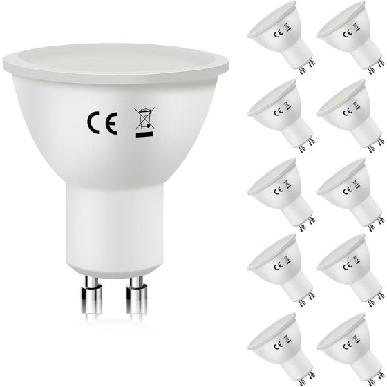 NETTLIFE 10-pack GU10 LED-lampor Varmvit 3000K 6W ersätter 60W glödlampor Energibesparande strålvinkel 110° lampa