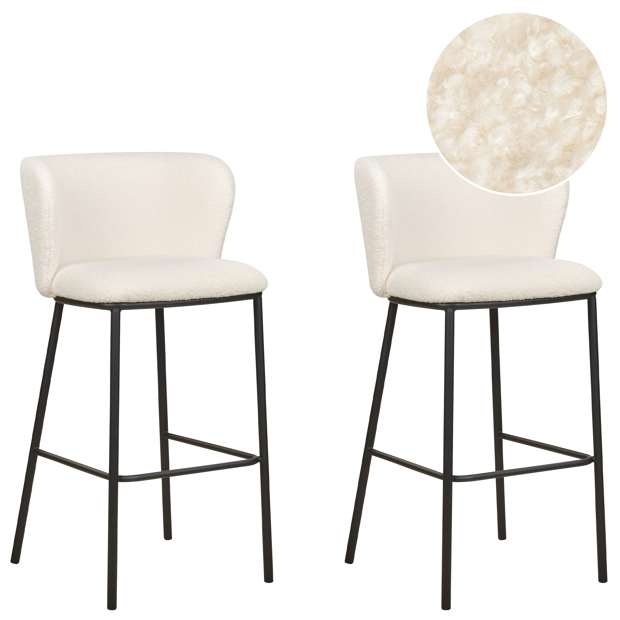 Set med 2 barstolar MINA Bouclé Vit
