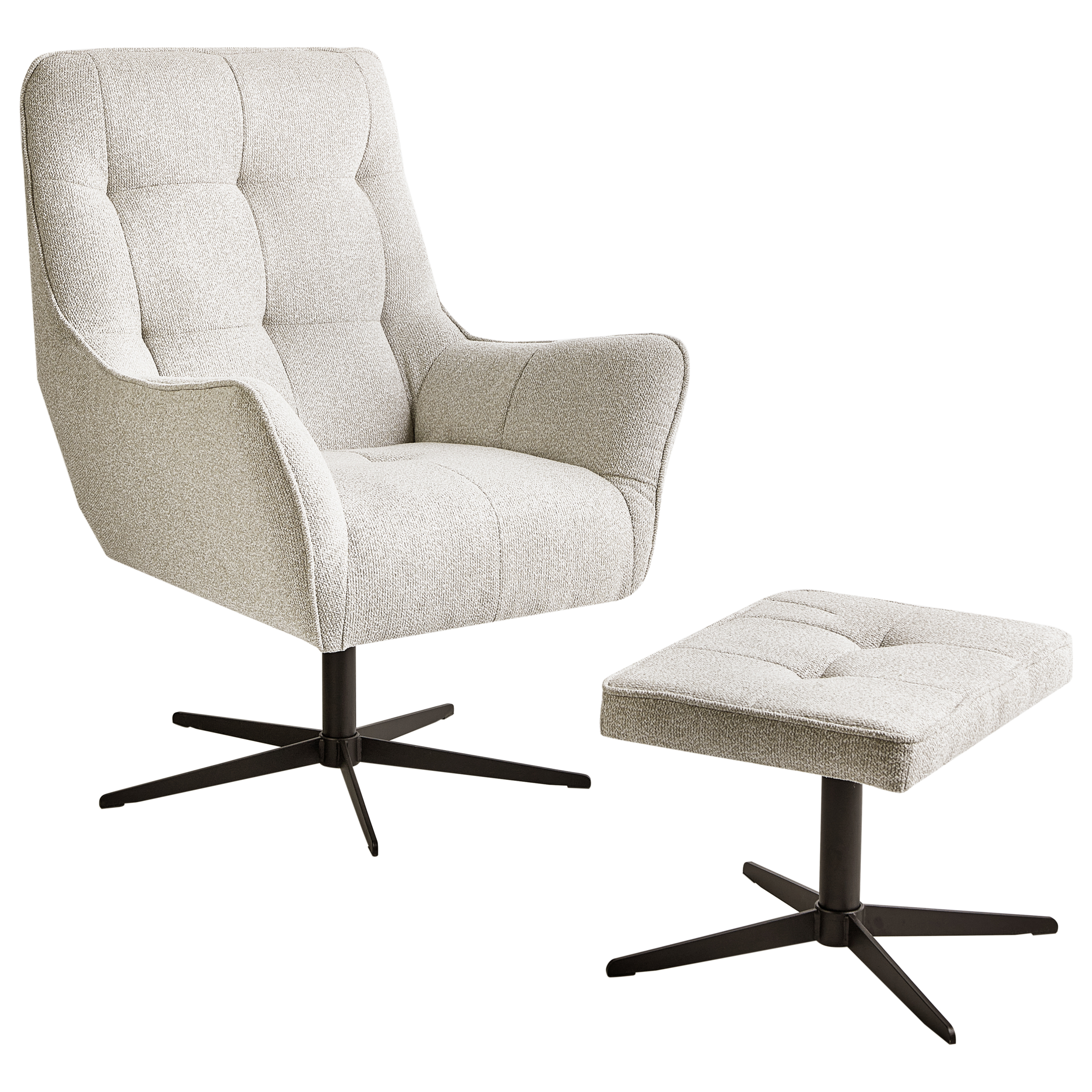 Svängbar fåtölj MOLLE II med fotpall Ljusbeige