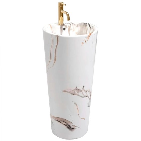 REA Fristående Tvättställ BLANKA MARBLE Vit, 40x40x85cm