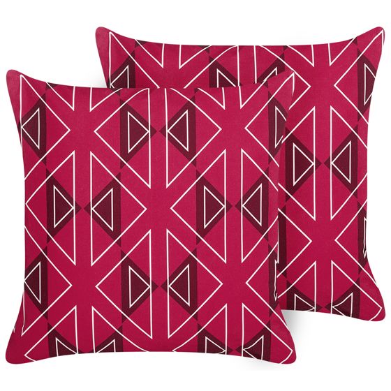 Set med 2 utomhusdynor MEZZANO Geometriskt tryck 45 x 45 cm Rosa