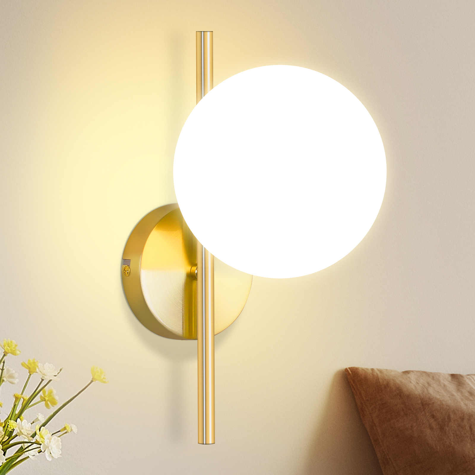 NETTLIFE vägglampa, inomhusvägglampa, sovrum, vintage halllampa, 1 ljuskälla, E27, modern