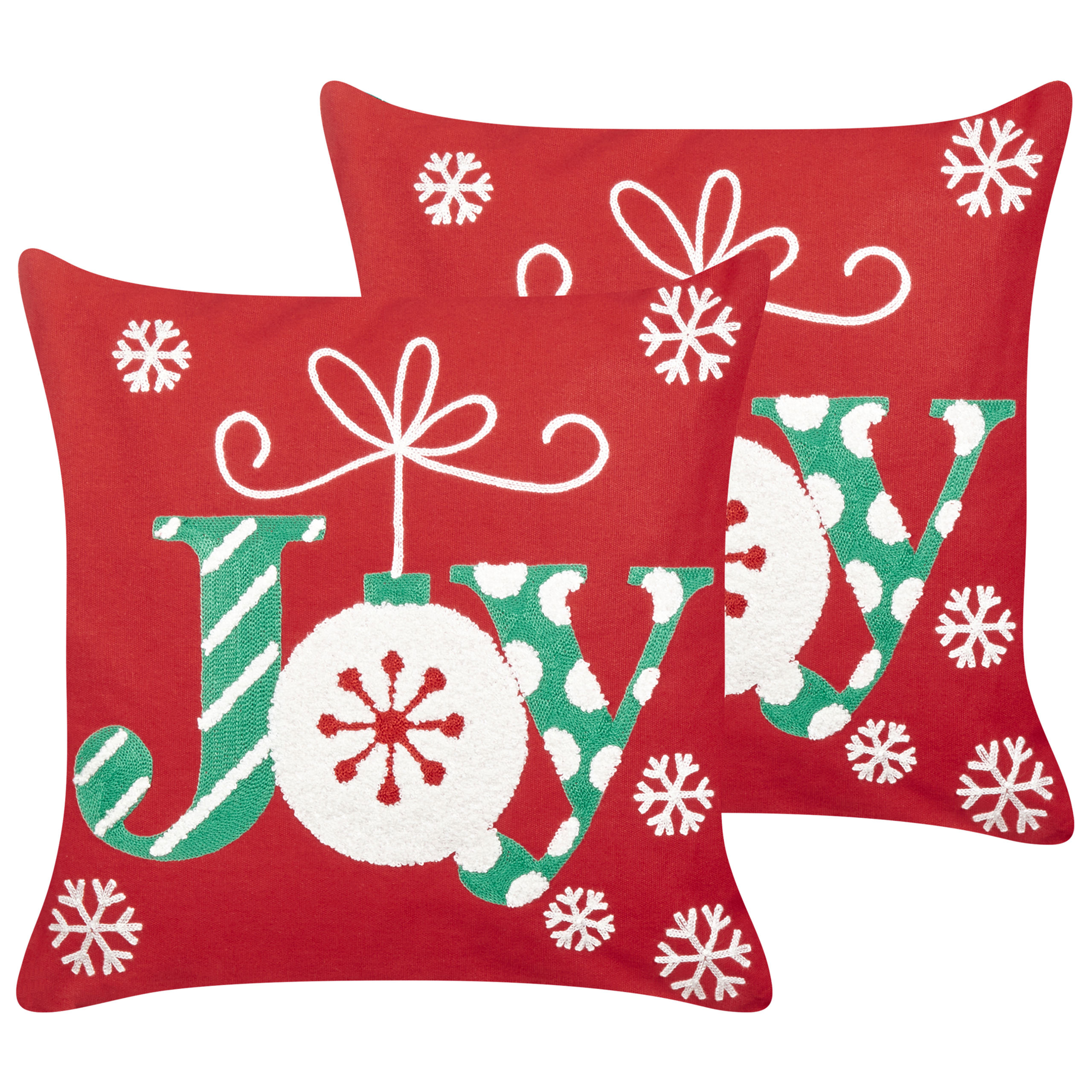 Set med 2 prydnadskuddar GINGERBREAD 45 x 45 cm Bomull Röd Julmotiv