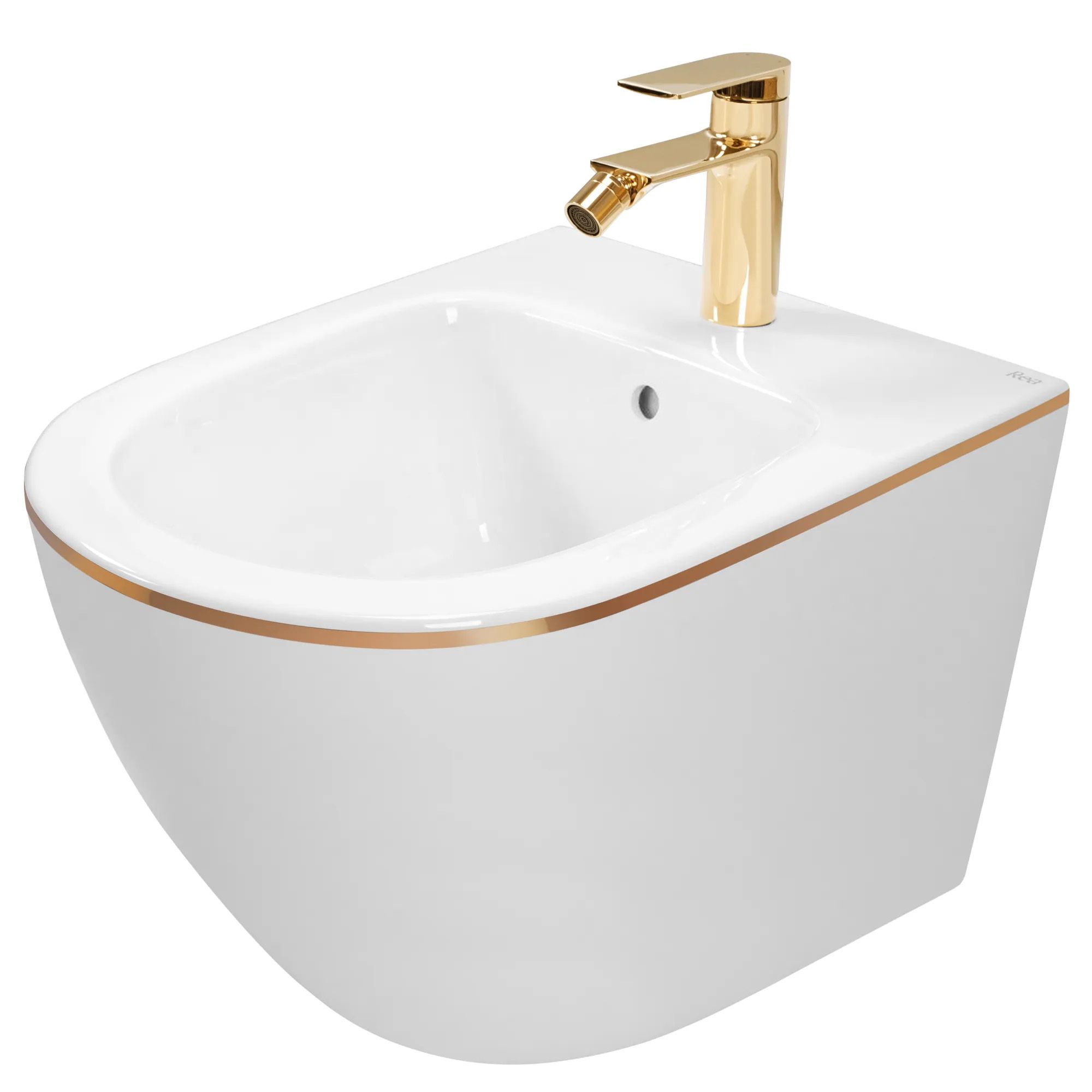 REA Bidé CARLO MINI Vit/Guld, 49,5x37x32,5cm
