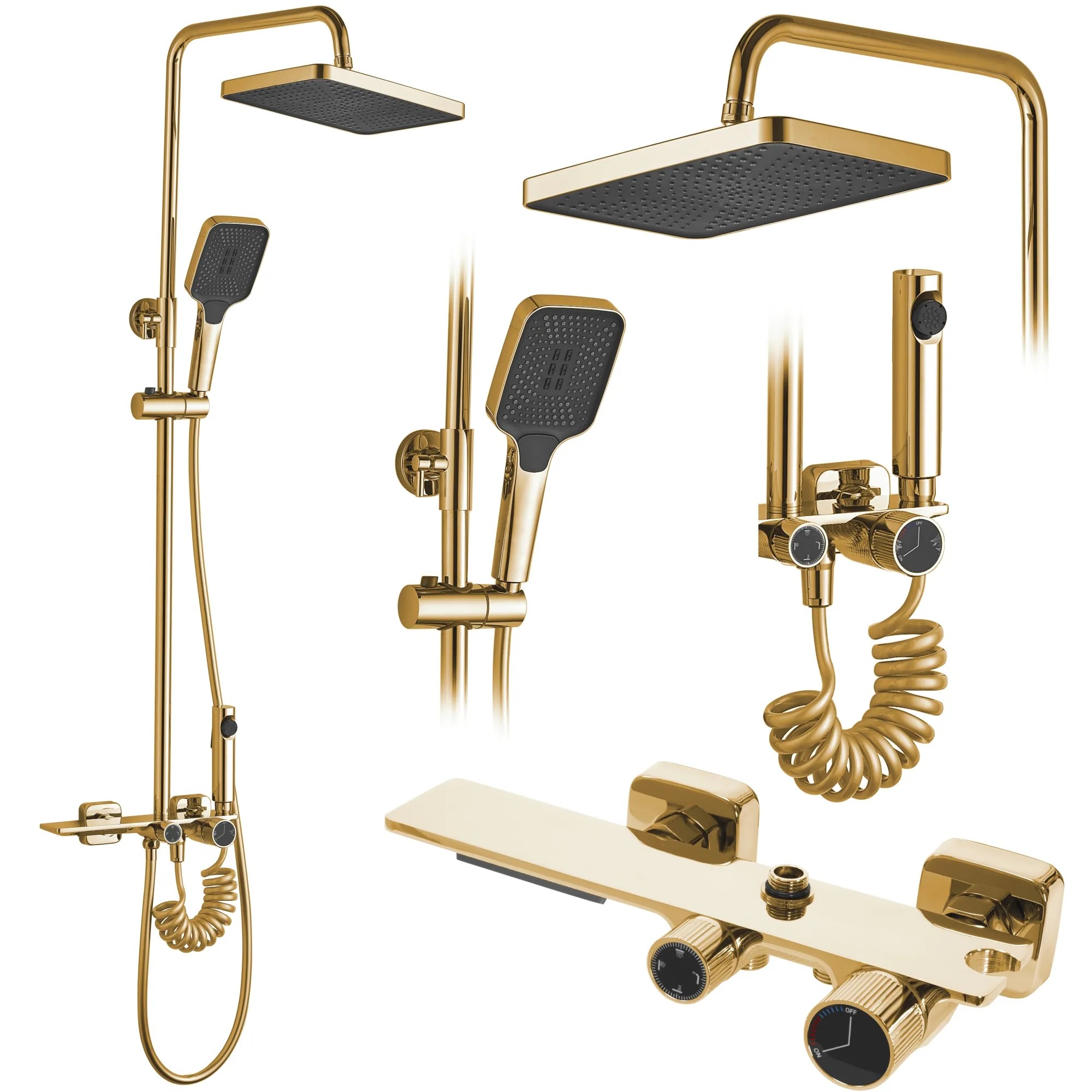 REA Duschset HELIX Guld, 38x30x114,5cm