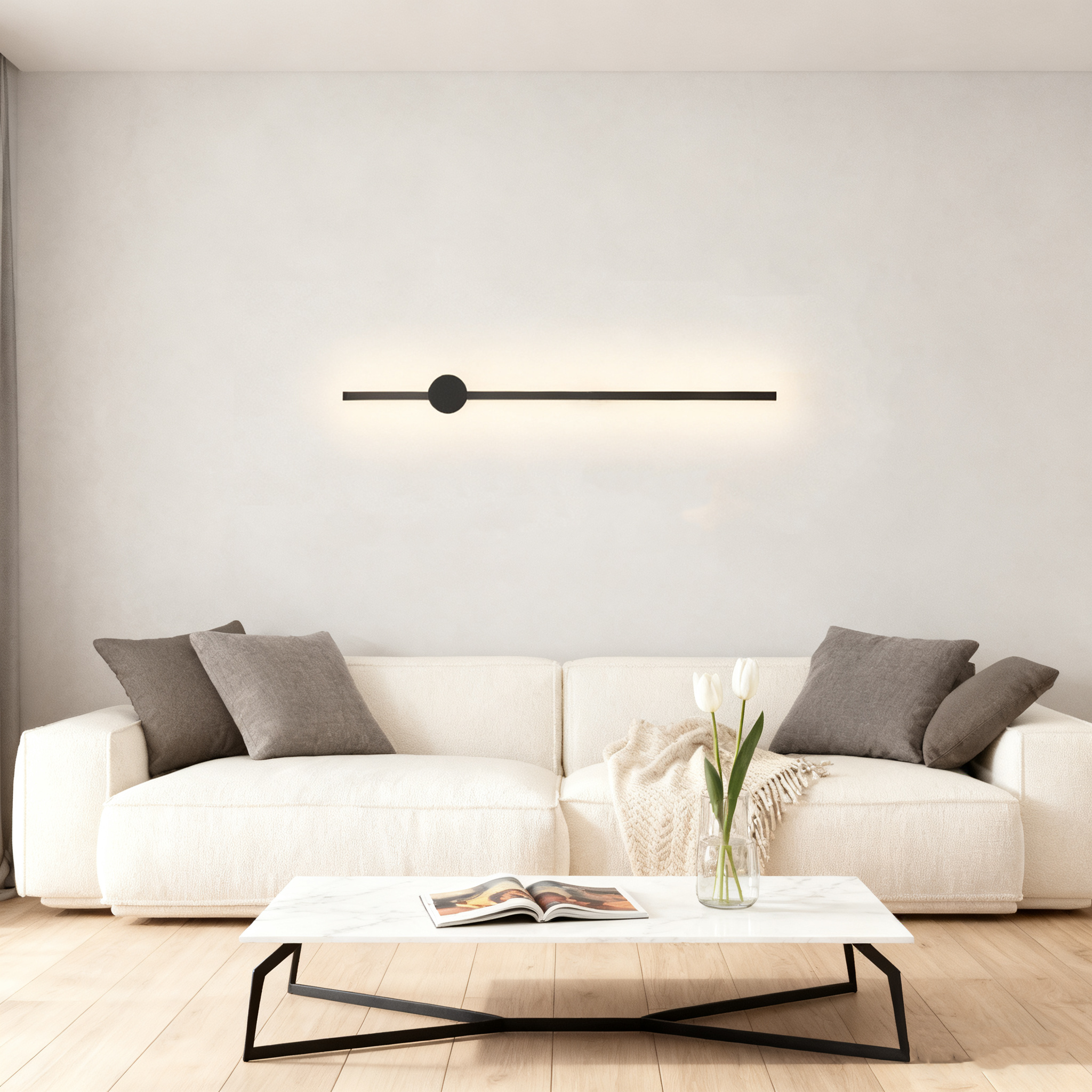 NETTLIFE LED-vägglampa för inomhusbruk - 60 cm - Modern svart design för korridor - Varmvit 3000K - Kökslampa