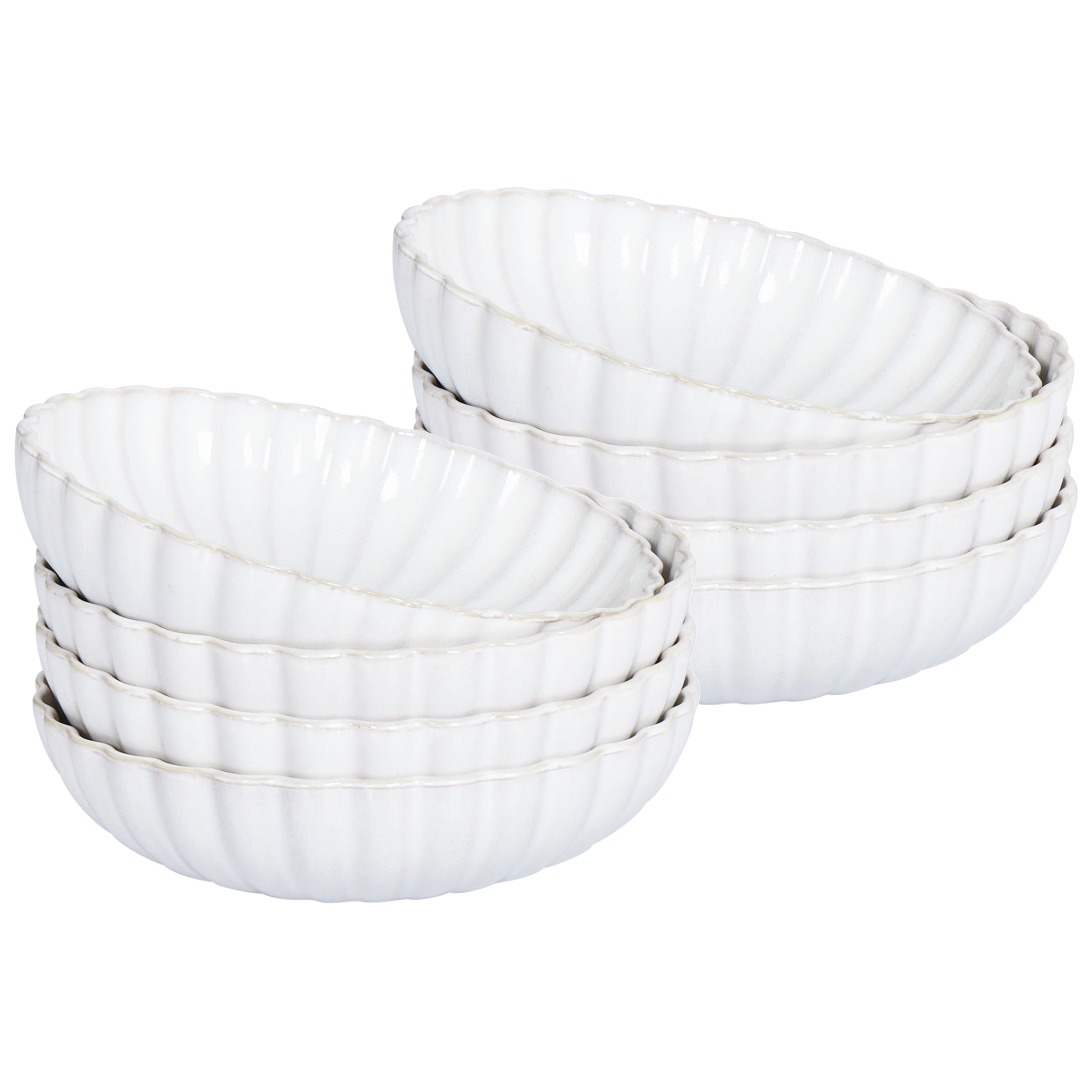 Set med 8 djupa tallrikar NETTLE Stengods Off-White
