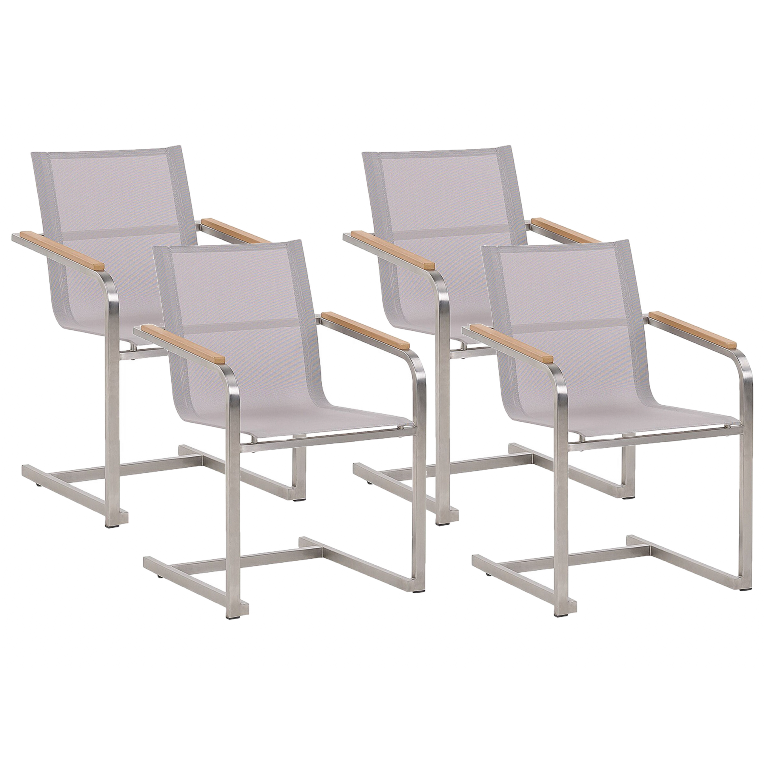 Set med 4 trädgårdsstolar COSOLETO Rostfritt stål Beige
