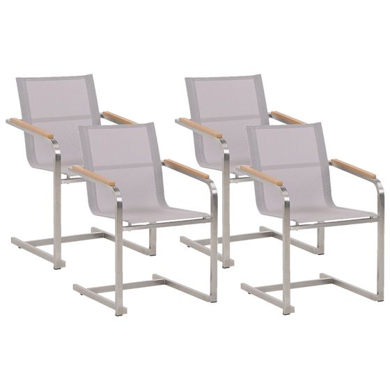 Set med 4 trädgårdsstolar COSOLETO Rostfritt stål Beige