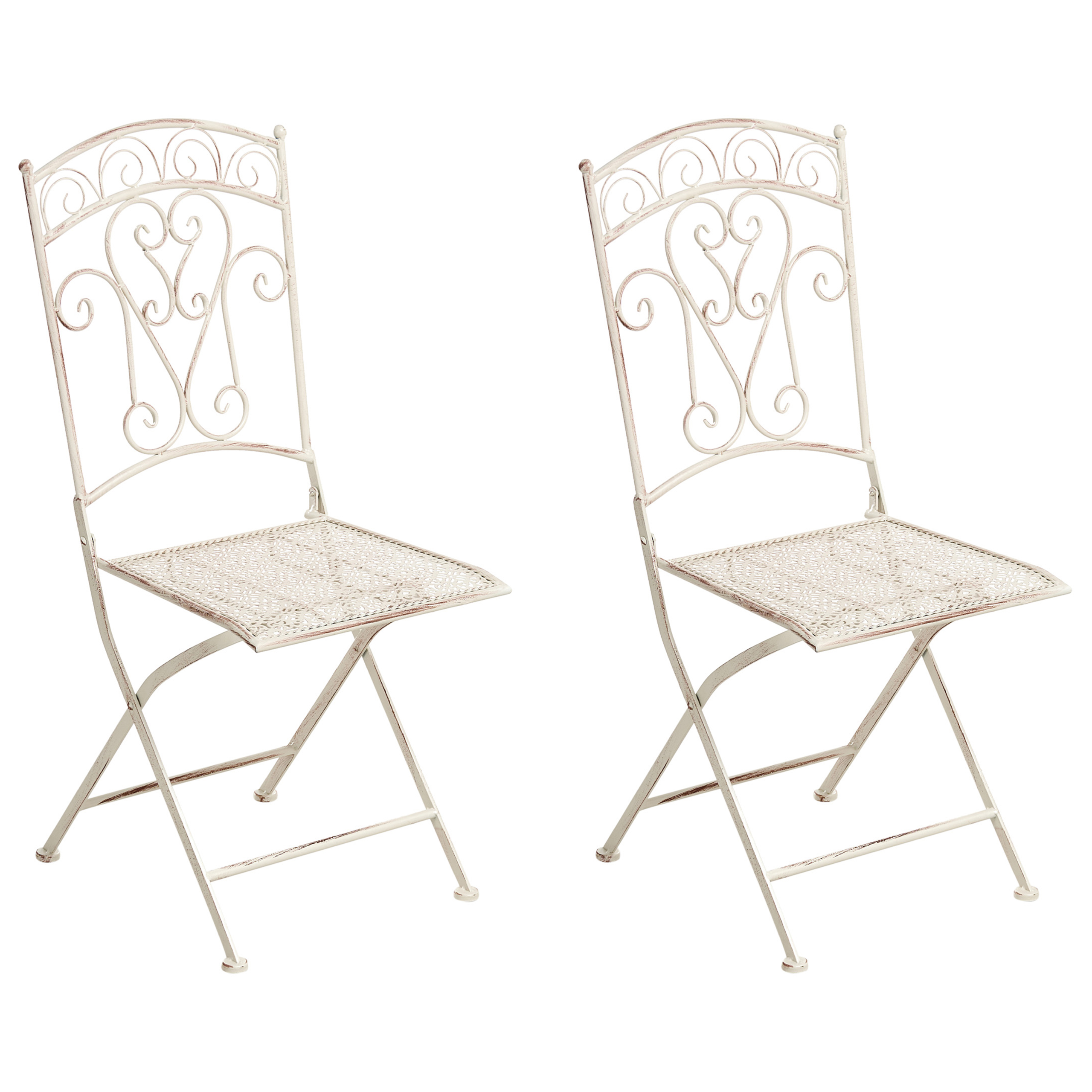 Set med 2 trädgårdsstolar JUINA Fällbar Metall Ljusbeige