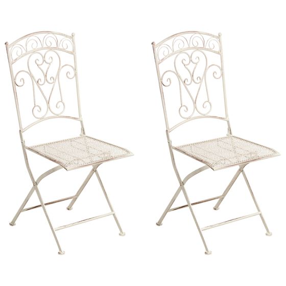Set med 2 trädgårdsstolar JUINA Fällbar Metall Ljusbeige