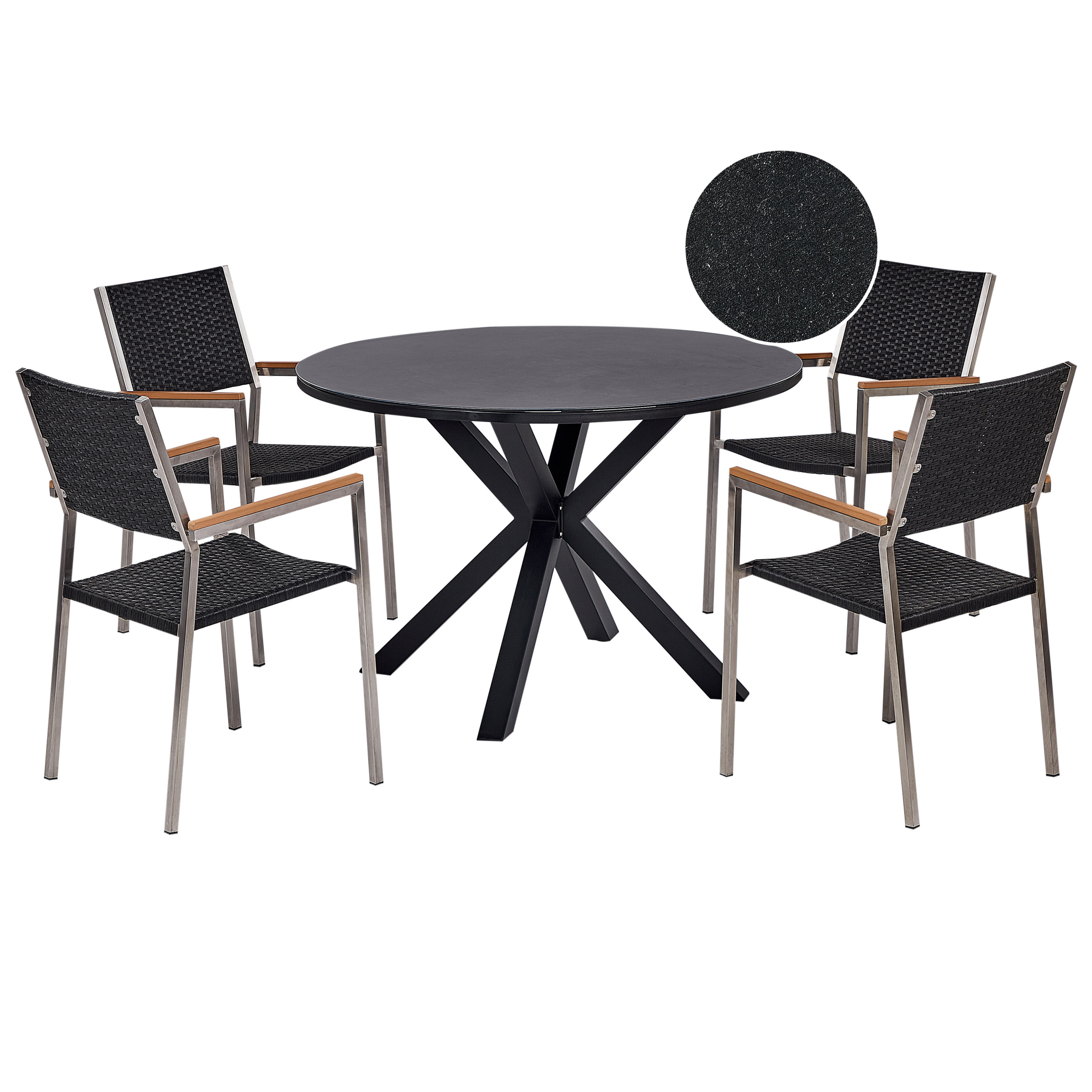Trädgårdsmatgrupp 4-sits MALETTO/GROSSETO Konstrotting Svart