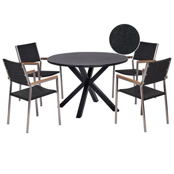 Trädgårdsmatgrupp 4-sits MALETTO/GROSSETO Konstrotting Svart
