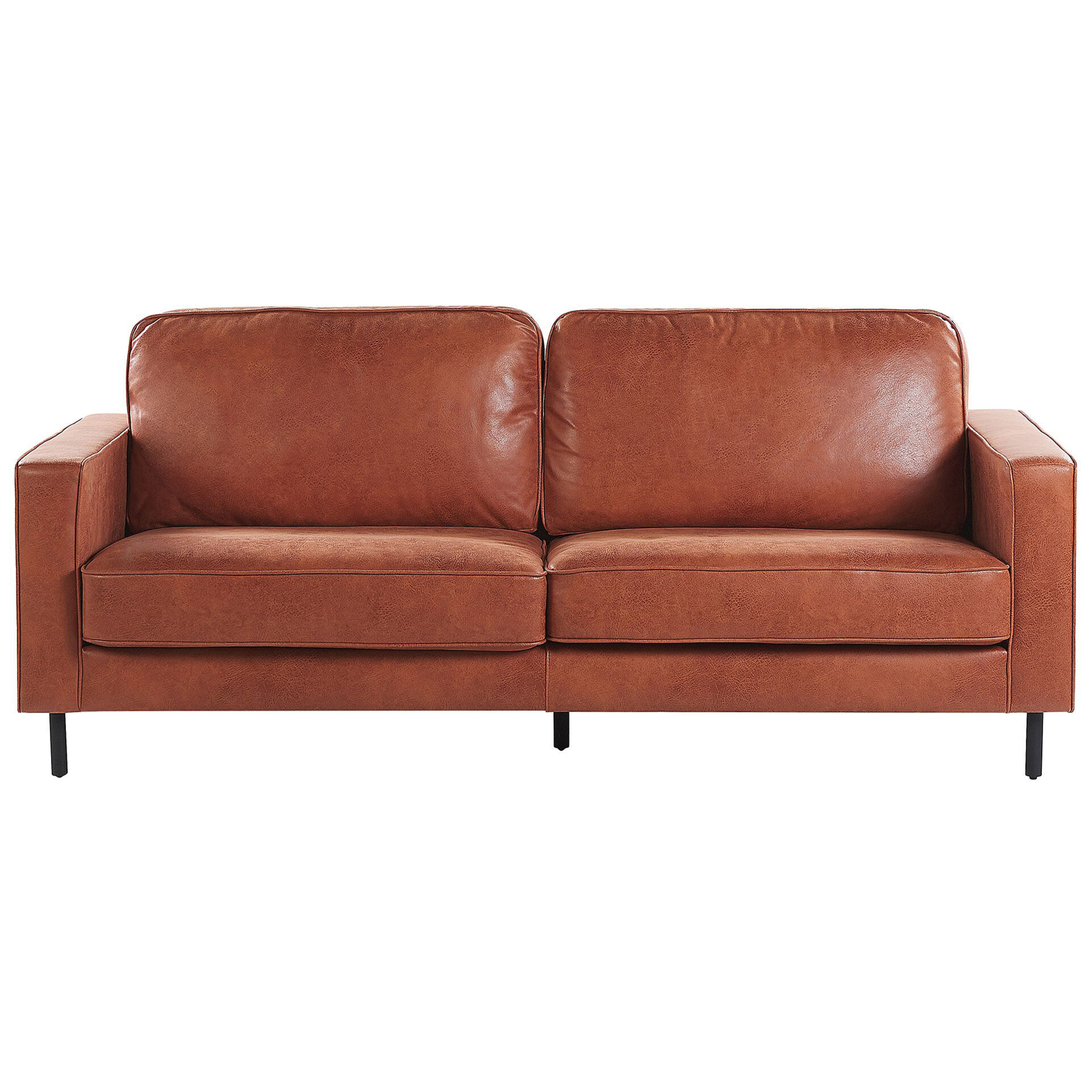 Soffa 3-sits SAVALEN Konstläder Guldbrun