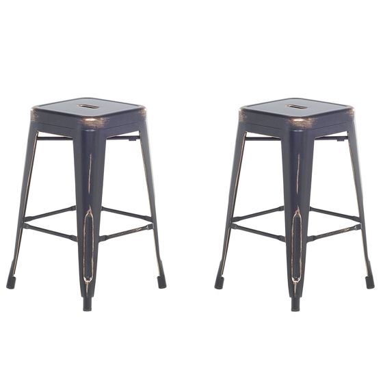 Set med 2 barstolar CABRILLO Metall Svart