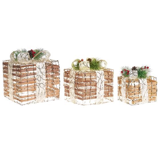 Set med 3 juldekorationer LED TISSO 20/25/30 cm Julklappar Brun