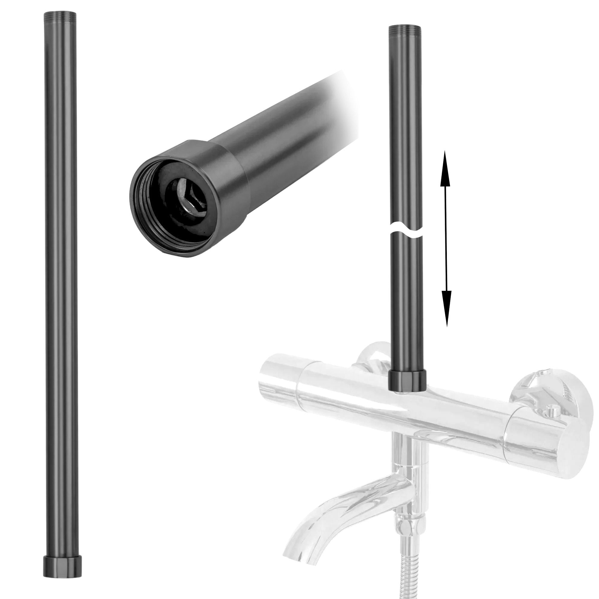 REA Förlängning Till Badkars- Och Duschset 50Cm Titan, 2,5X2,5X51,5Cm