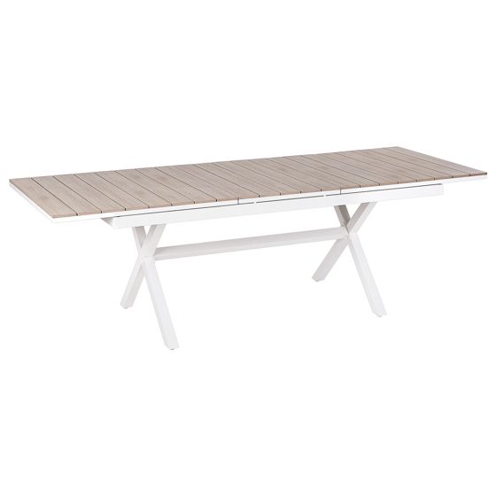 Utdragbart trädgårdsmatbord FANES 184/242 cm 90 cm Metall Vit