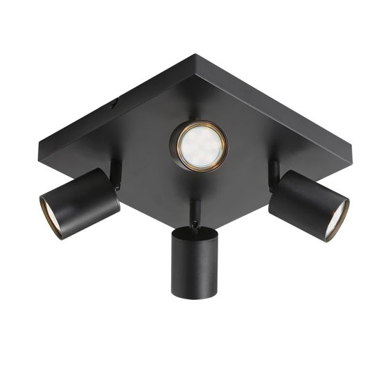 NETTLIFE takspotlight med 4 ljuskällor, svart metall