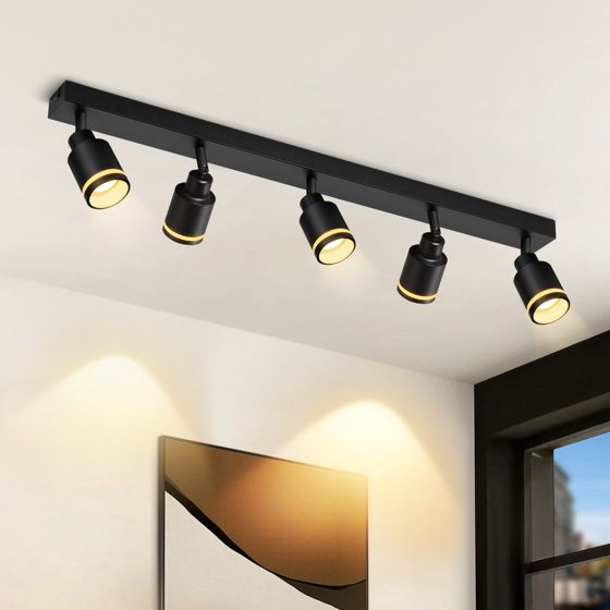 NETTLIFE modern svart taklampa: 5 justerbara metallspotlights i taket, GU10 taklampa, för sovrum, utan glödlampa