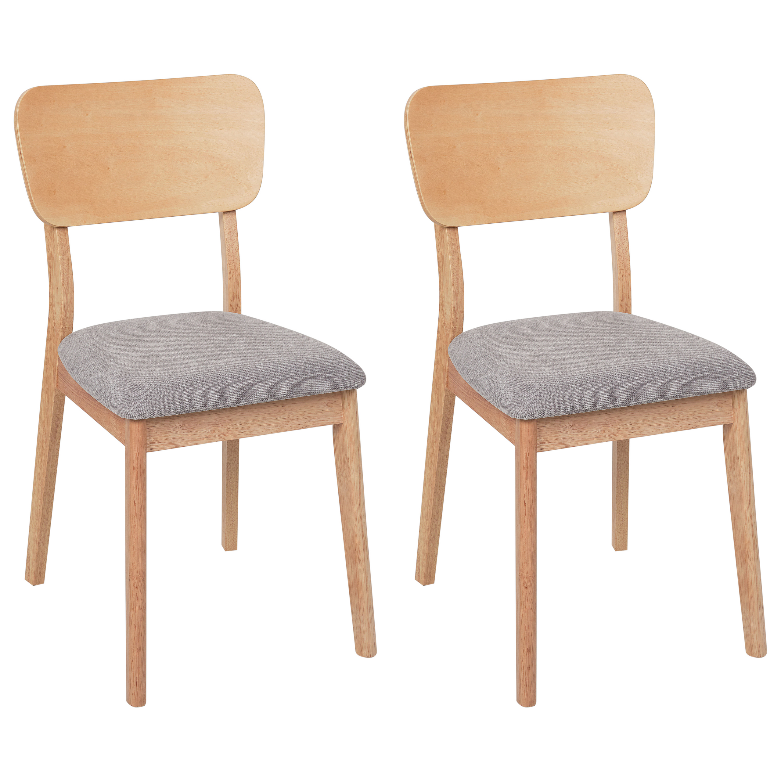 Set med 2 matstolar MINIER Trä Ljusbrun/ Grå