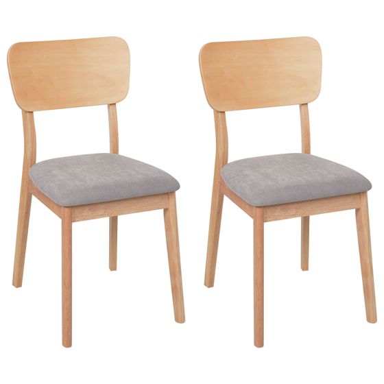 Set med 2 matstolar MINIER Trä Ljusbrun/ Grå