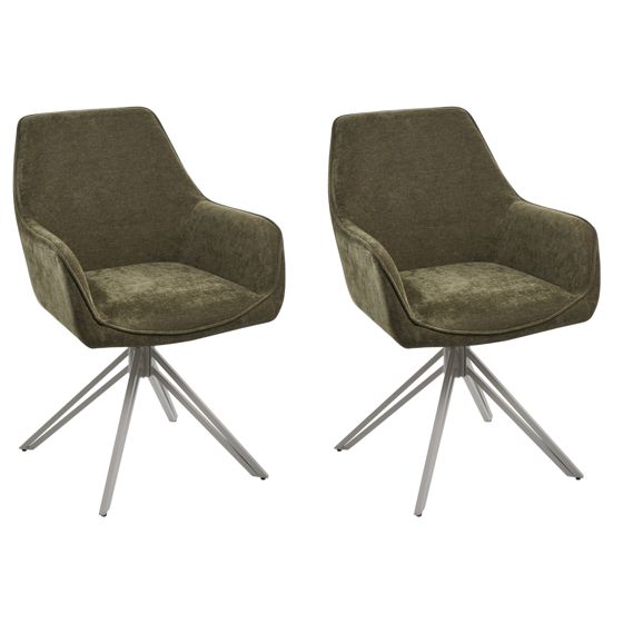 Set med 2 matstolar Vridbar JODAR Mörkgrön