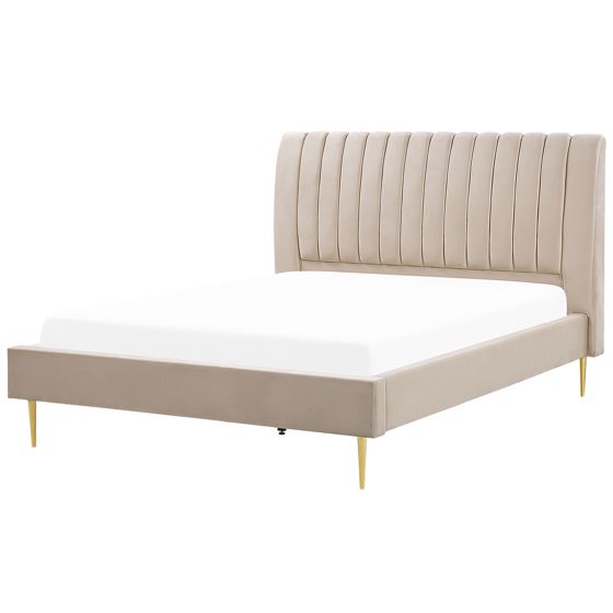 Säng med lamellram Sammet MARVILLE 180 x 200 cm Beige