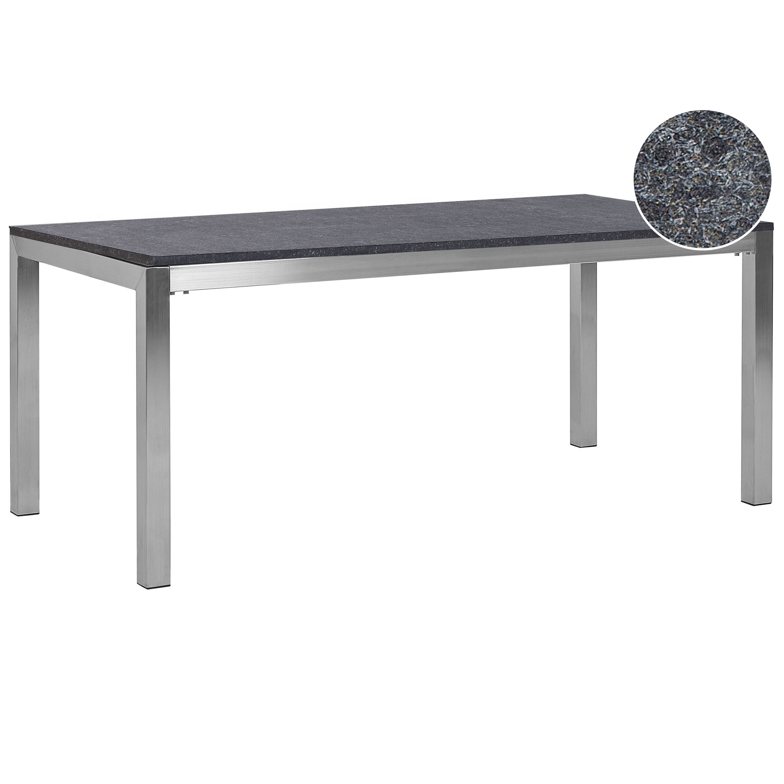 Trädgårdsmatbord GROSSETO 180 cm 90 cm Granit Flammad Grafitgrå