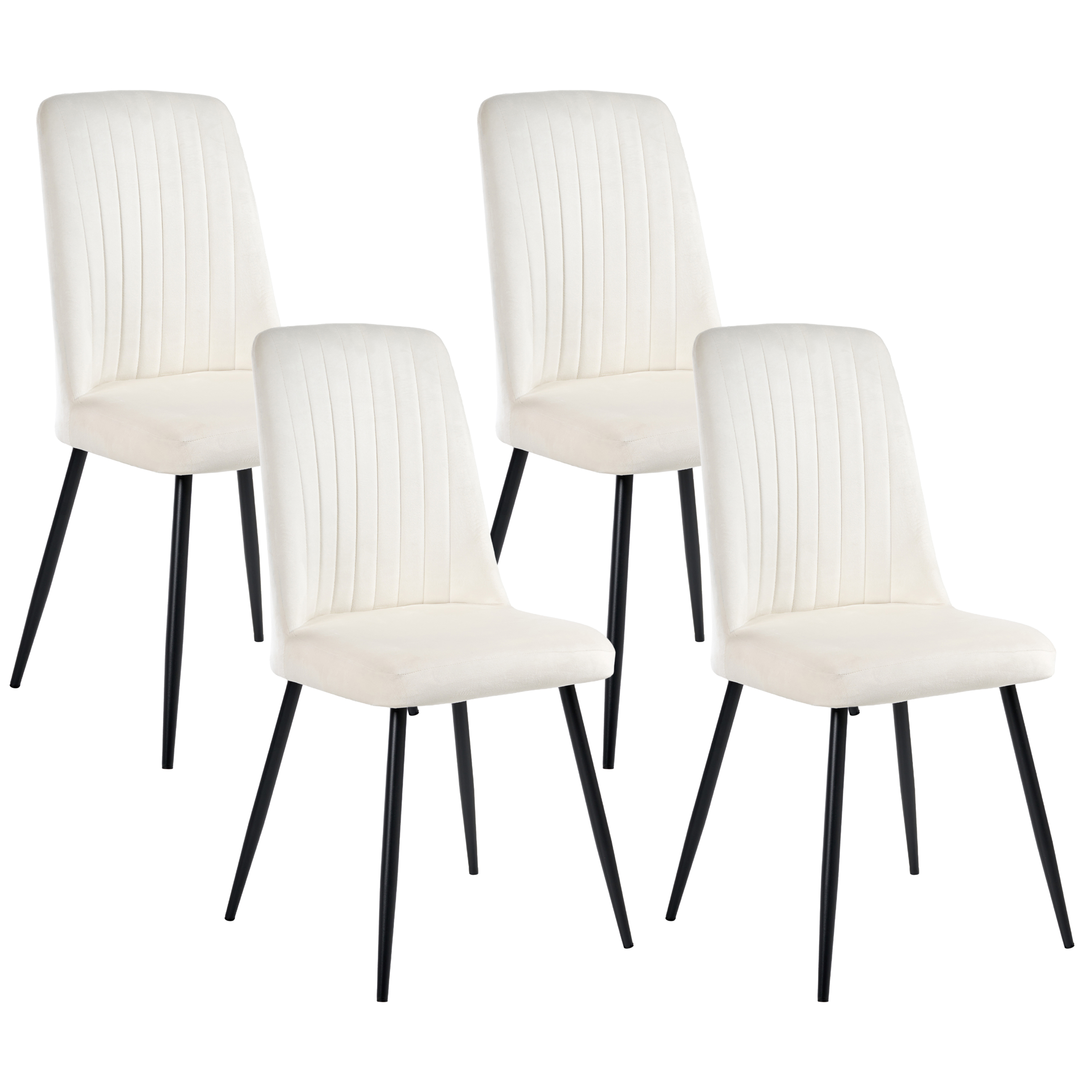 Set med 4 matstolar KIRBY Sammet Off-White