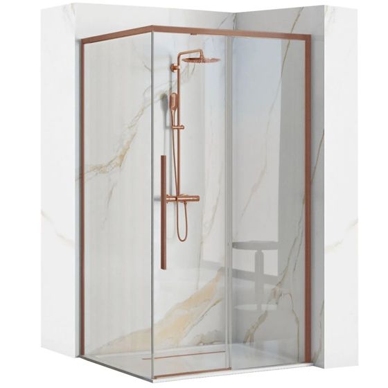 REA Duschkabin SOLAR 90x90 Borstad Koppar, 90x90x195cm