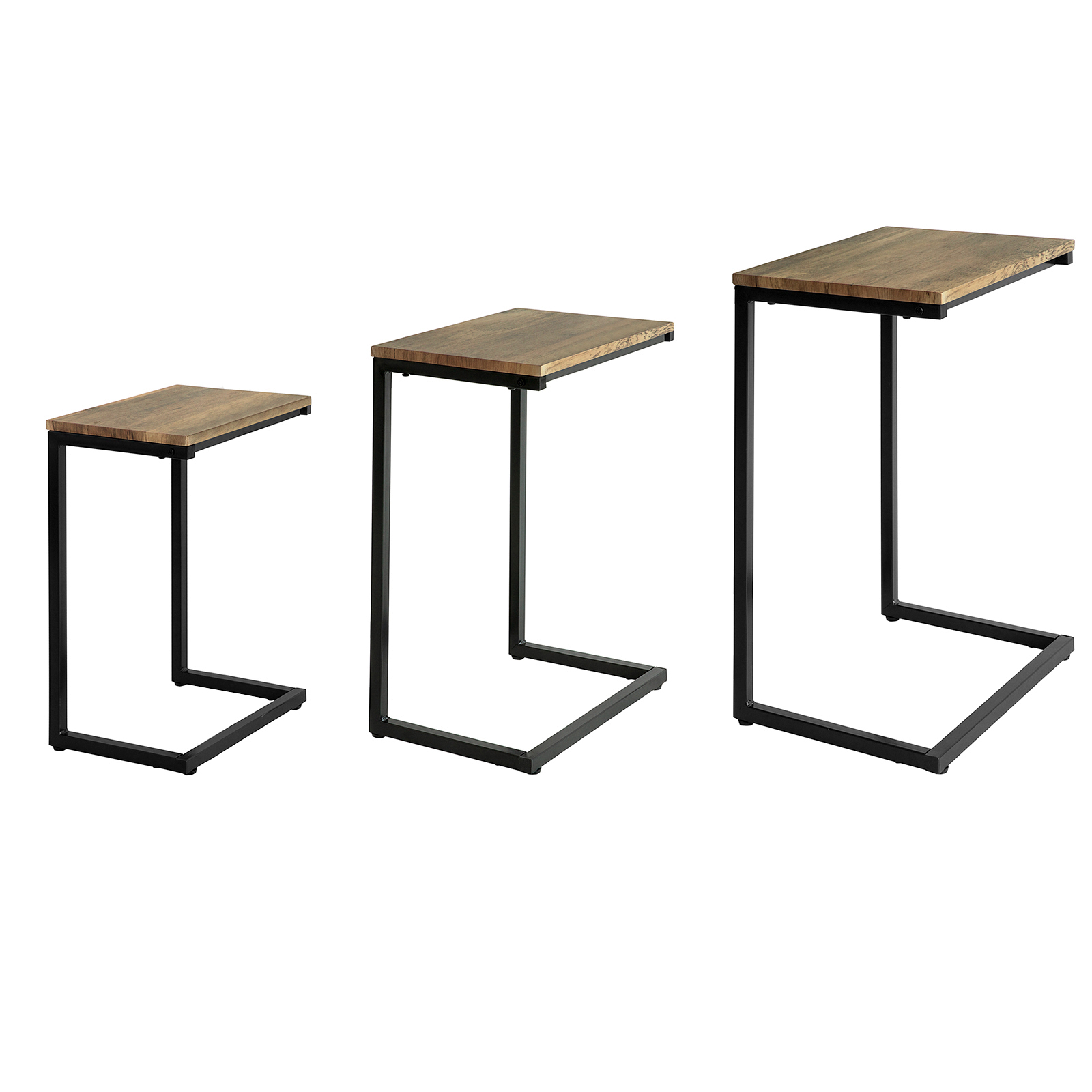SoBuy, Satsbord set om 3, Soffbord, svart + brun, Testad för 20 kg, FBT102-F