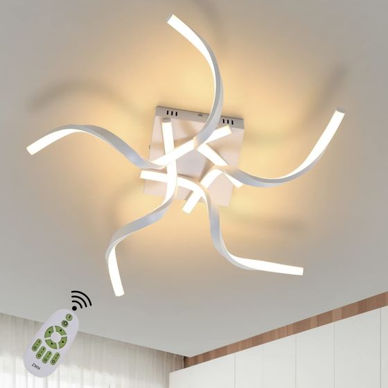 NETTLIFE modern vit, LED-taklampa, dimbar 65 cm vågmönster, sovrumslampa 48W för vardagsrum För kök, kontor