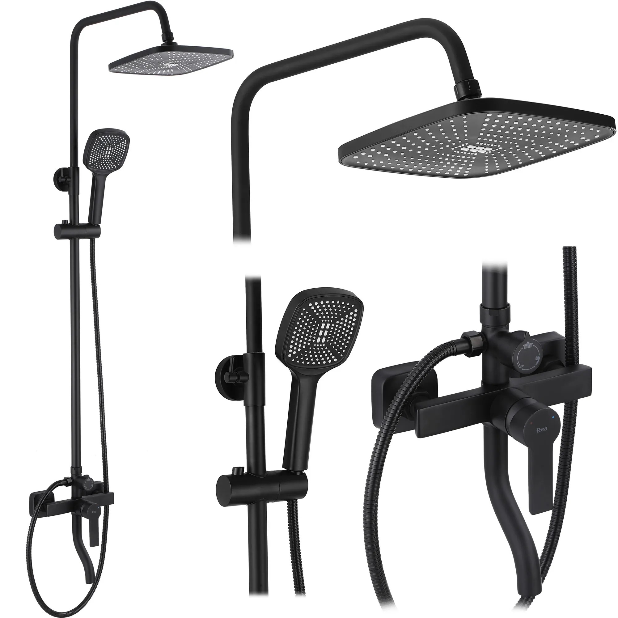 REA Duschset MY2021-77B ARGUS Svart, 44x23x144cm